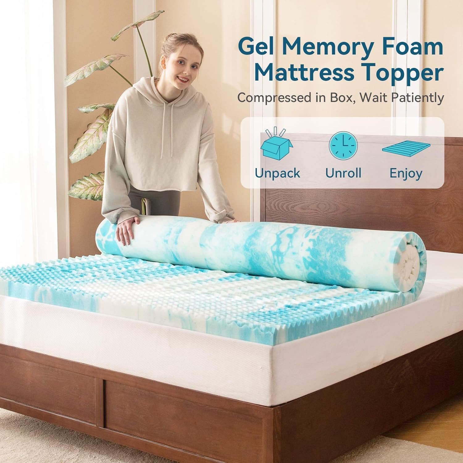 Amazon.com: Mattress Topper Queen - 2 Inch Gel Memory Foam